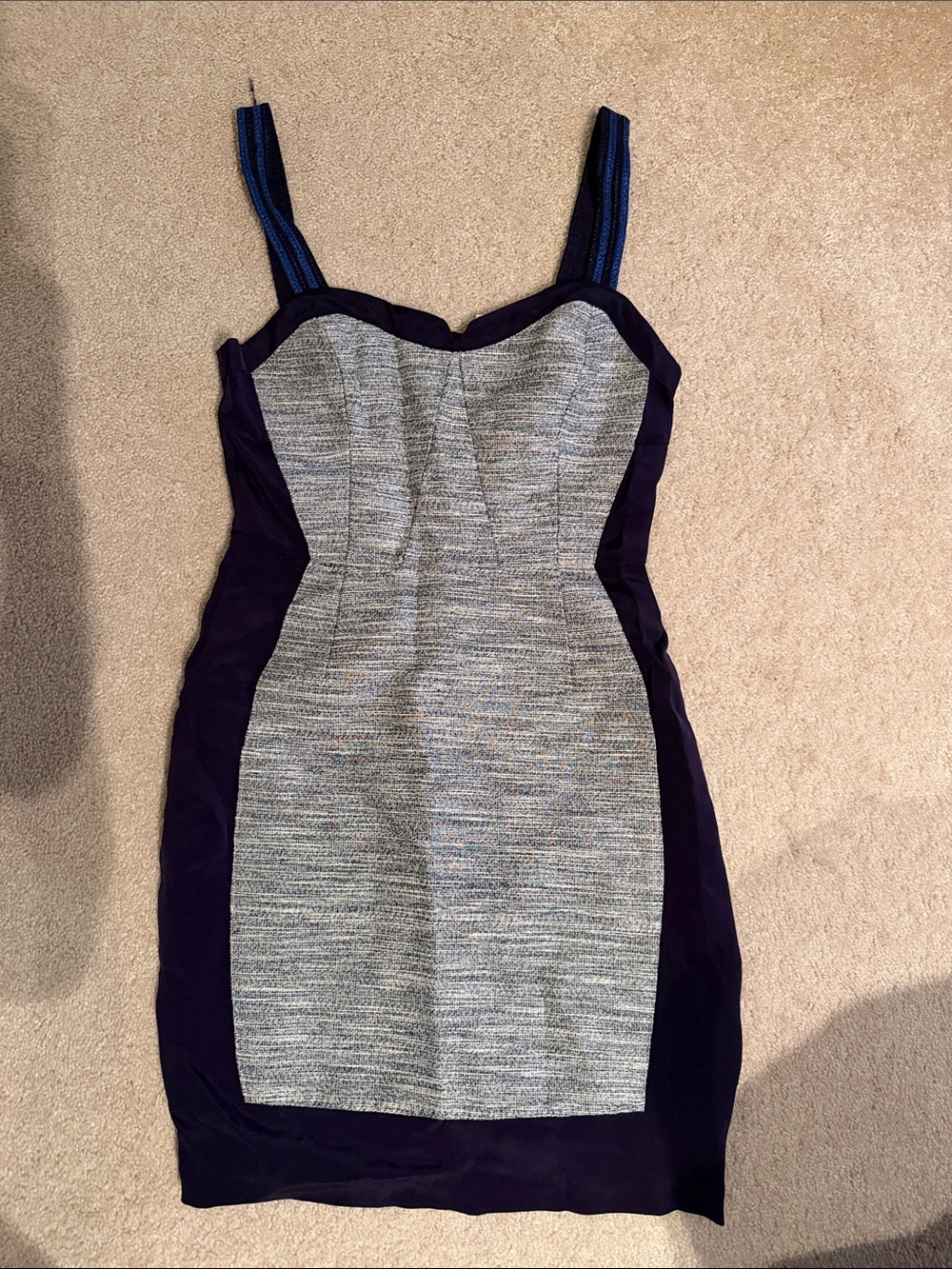 Madison Marcus Purple and Heather Gray Colorblock Mini Dress XS